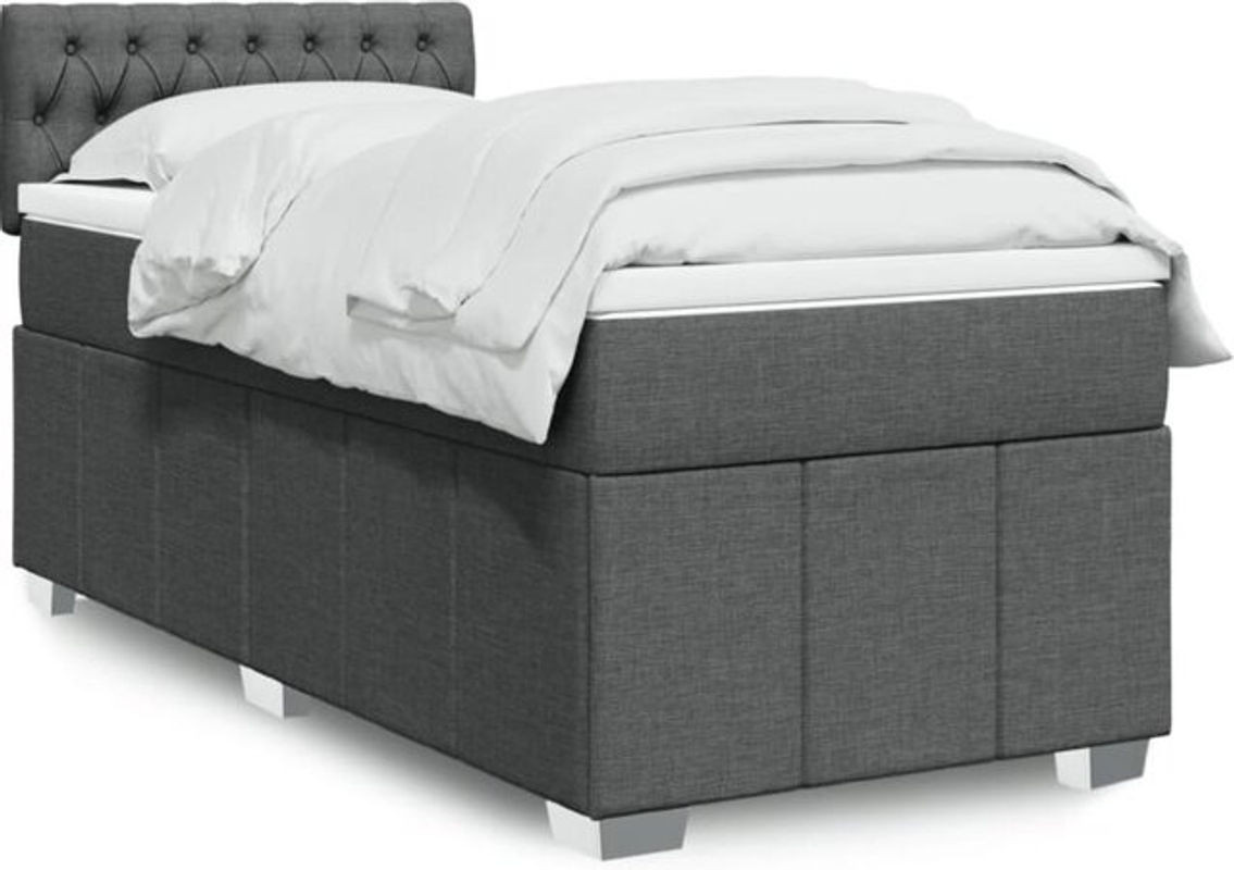 vidaxl Boxspringbett mit Matratze aus Stoff in Grau B/T/H: 100 x 200 x 100,5 cm - Bild 1