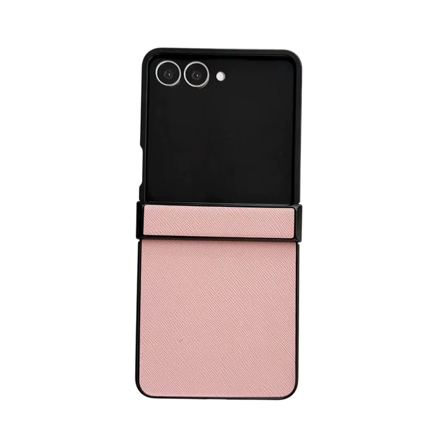 Stoßfeste PU-Leder-Schutzhülle mit Scharnierschutz für Samsung Galaxy Z Flip (kompatibel mit Flip 7 FE, Flip 6, Flip 5, Flip 4, Flip 3) in Schwarz und Pink - Bild 3
