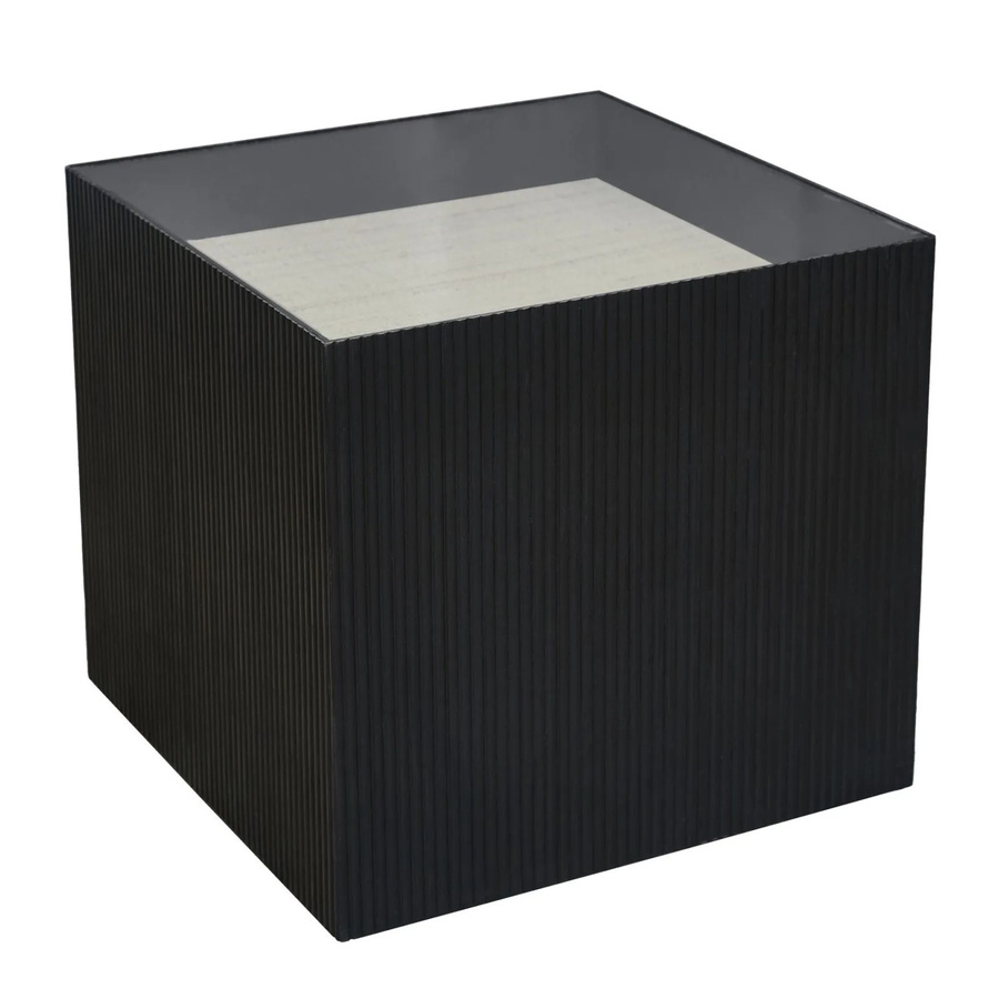 Svita Eva Beistelltisch aus Paulownia Holz in Schwarz und Natur, B/T/H: 50 x 50 x 45 cm - Bild 2