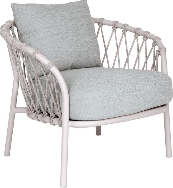 Stern Lounge Sessel Klea aus Aluminium in Greige mit Kordel und perlgrauem Kissenset aus 100% Polyacryl - Bild 1