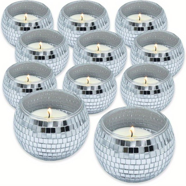 Disco Hall Kerzenhalter aus Glas in Silber als Teelichthalter und Blumentopf für Hochzeitsdekoration und festliche Anlässe - Bild 1