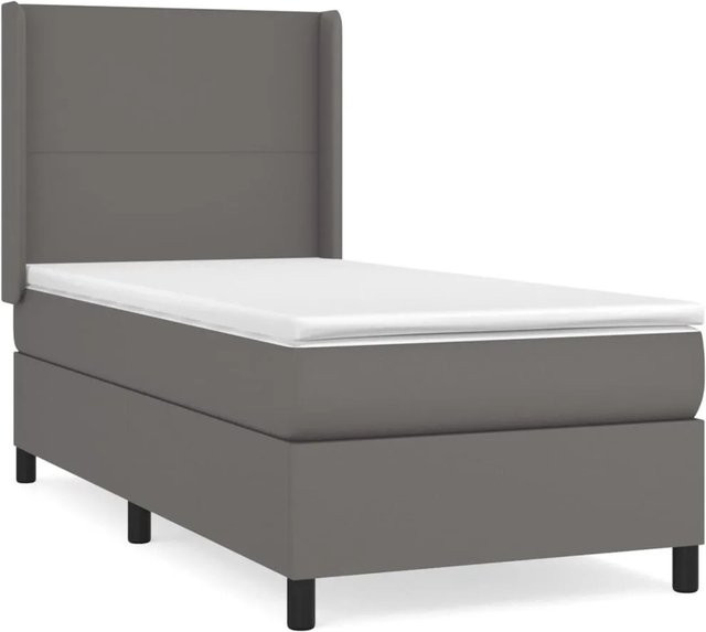 vidaXL Boxspringbett mit Matratze Grau B/T/H: 80 x 200 cm Hybrid-Design mit Taschenfederkern und Kunstleder - Bild 1