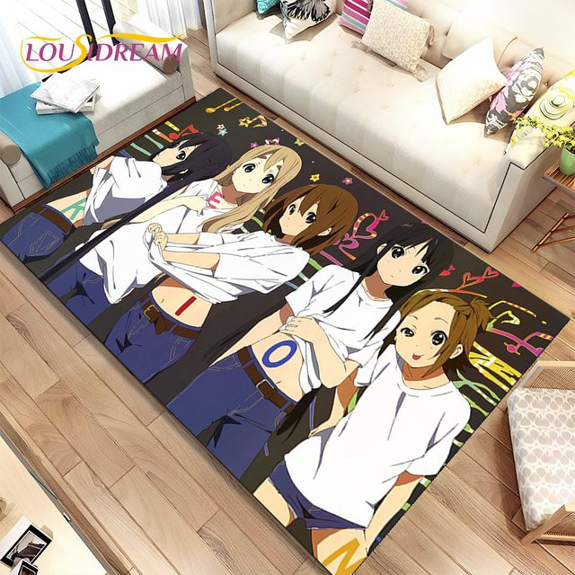 LOUSIDREAM K-ON Cartoon Teppich mit Kawaii Lolita Design, rutschfeste 3D Bodenmatte in Multicolour für Wohnzimmer und Schlafzimmer - Bild 1