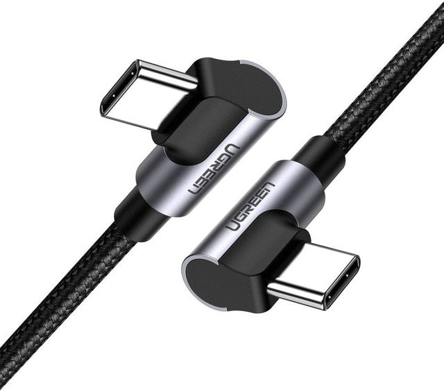 UGREEN USB-C Daten- und Ladekabel US323, abgewinkelt, 60W, Schwarz, Länge: 1 m - Bild 1