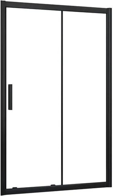Duschparadies Schiebetür Nischentür aus ESG Sicherheitsglas, Farbe: Schwarz/Transparent, Breite: 110 cm, Höhe: 195 cm - Bild 1