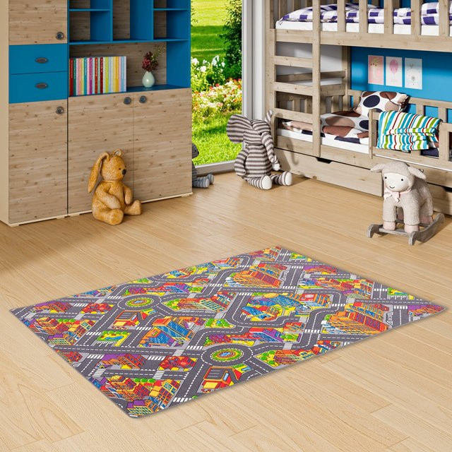 Snapstyle Kinder Spielteppich Straßenteppich 3D Big City, Bunt, B/B: 100 x 100 cm - Bild 1