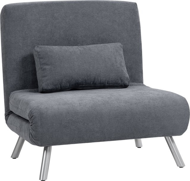 HOMCOM 2-in-1 Schlafsessel als klappbares Schlafsofa mit Bettfunktion in Dunkelgrau und Samtoptik - Bild 1