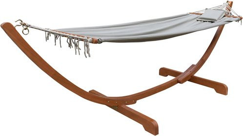 GARDEN PLEASURE Hängematte Madeira mit Gestell in Grau, Braun und Beige, Liegefläche: 200 x 100 cm - Bild 1