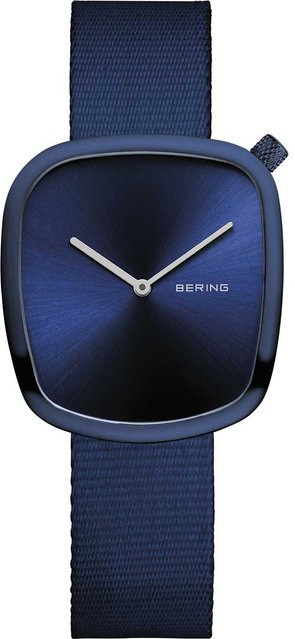 Bering Damenuhr Pebble, Quarz, Edelstahl, Blau, 34 mm, Textil/NATO - Bild 1