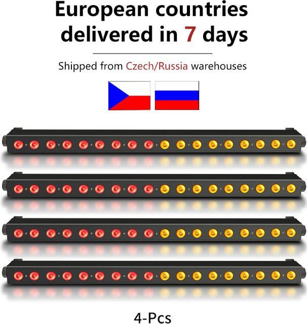 4er-Set DMX LED RGBW Pixel Wall Washer Bar Bühnenbeleuchtung, Schwarz - Bild 1
