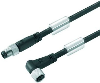 Weidmüller Sensor-Aktor-Steckverbinder M8 Stecker gerade und Buchse gewinkelt, Schwarz, 3,00 m - Bild 1