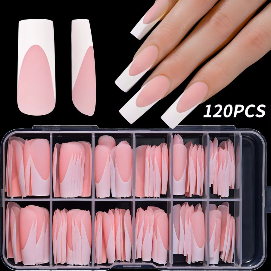 MAFANAILS French Press on Nails, Nude Pink, Matt, Extra Long Square, 120 Stück - Bild 4