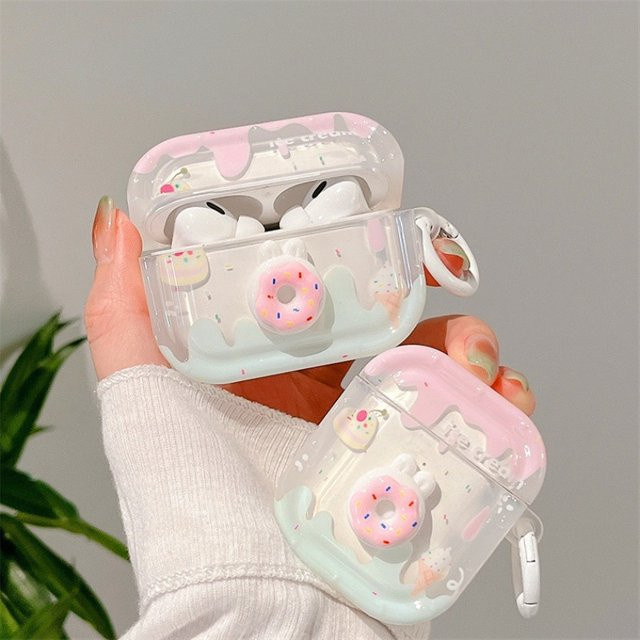Niedrige Dessert 3D Silikonhülle für Apple AirPods Pro 2, AirPod 1, 2 und 3 mit Ring-Schlüsselanhänger in Multicolour - Bild 1
