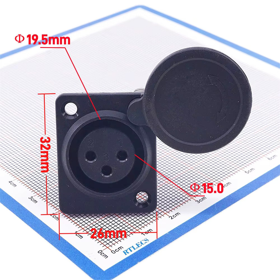 RTLECS 3Pin XLR Inline Stecker Adapter für Lithium-Batterie Ladegeräte von E-Rollstühlen, Elektrischen Rollern und E-Bikes in Schwarz - Bild 2