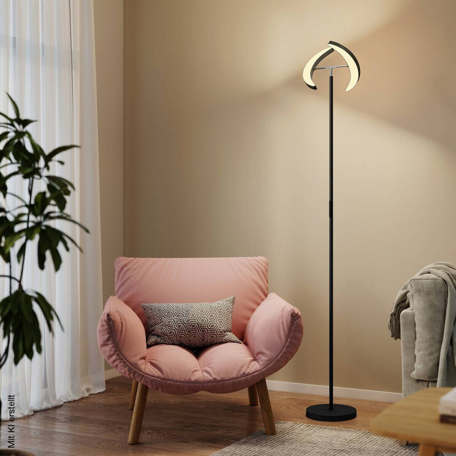 HOMCOM LED Stehleuchte Schwarz aus Metall und Kunststoff mit Fernbedienung, Dimmer und Timer, RGBW, B/T/H: 30 x 30 x 188 cm - Bild 1