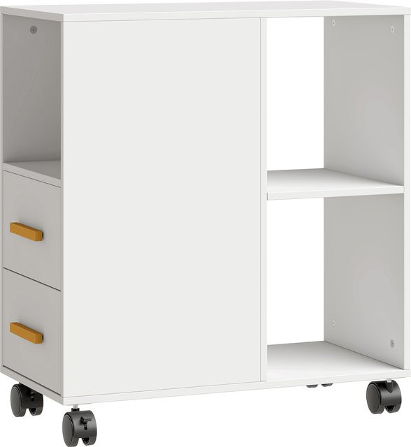HOMCOM Druckerständer mit verstellbarer Ablage und Rollen, Druckerwagen für Büro und Homeoffice, Weiß, B/T/H: 60 x 30 x 65 cm - Bild 1
