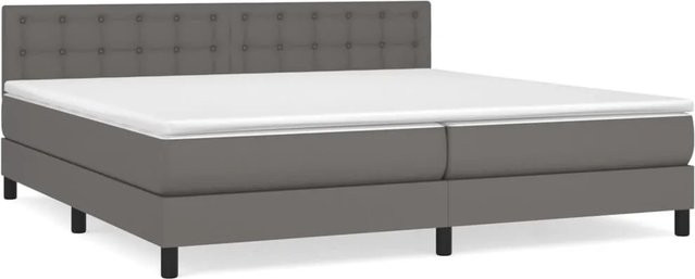 vidaXL Boxspringbett Hybrid mit Matratze, Grau, Kunstleder, B/T: 200 x 200 cm - Bild 1