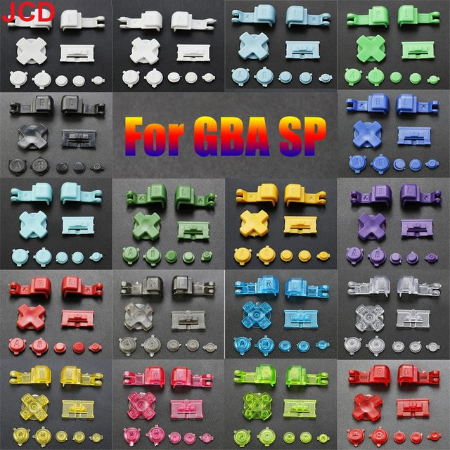 JCD Ersatz-Tasten-Set für GameBoy Advance SP in Schwarz mit A B Start Power ON/OFF L R Tasten und D-Pad aus Kunststoff - Bild 1