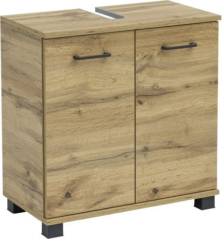 Schildmeyer Waschbeckenunterschrank Nora in Braun mit Eichenoptik, B/H/T: 59,8 x 63,4 x 32,6 cm - Bild 1