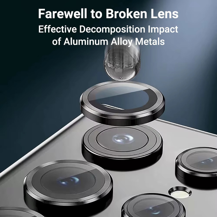 Metall-Objektivring mit gehärtetem 8K HD Glas Kameraschutz für Samsung Galaxy S26 S25 S24 S23 S22 Ultra Plus in Rot - Bild 3