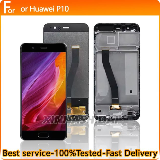 Huawei P10 LCD Display Touchscreen Digitizer Montage mit Rahmen in Schwarz - Bild 1