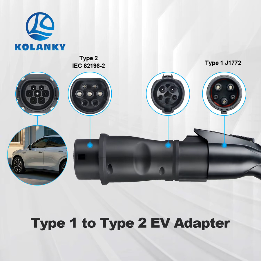 Kolanky Elektroauto Ladeadapter Typ 2 auf Typ 1 und Typ 2 auf GB/T in Schwarz, 32 A, 7,2 kW - Bild 1