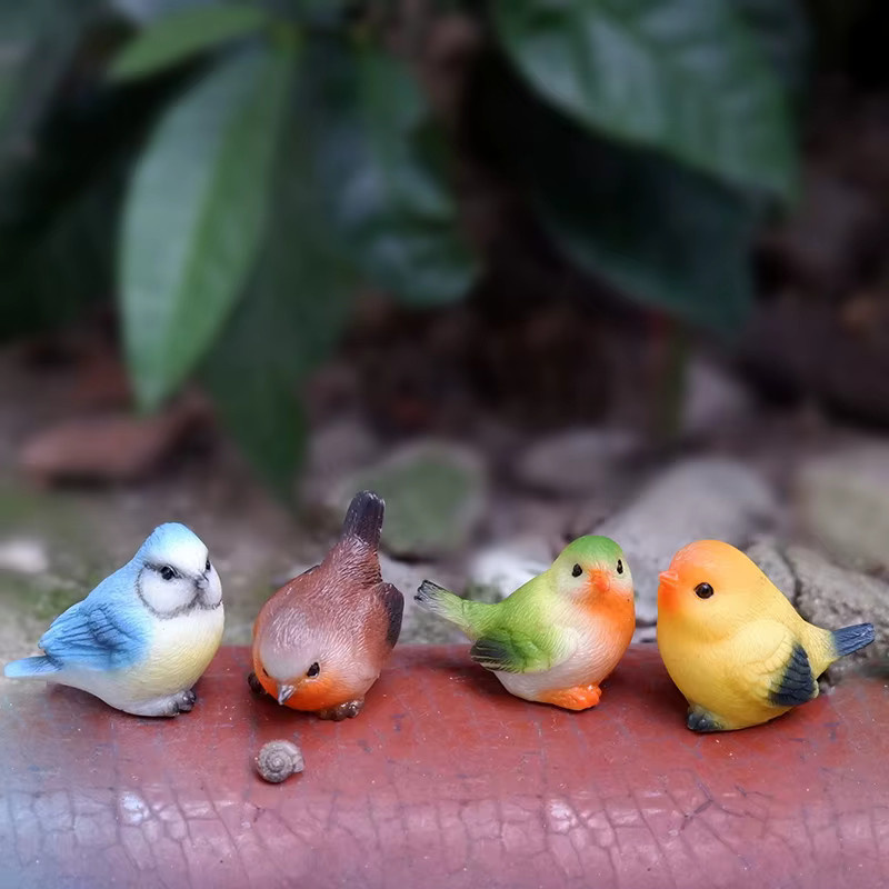JETTING Miniatur-Papageien Modelle als niedliche Wildvogel-Tierfiguren in Gelb und Multicolour zur Dekoration deiner Landschaftsornamente und als Haushaltsdekoration - Bild 3