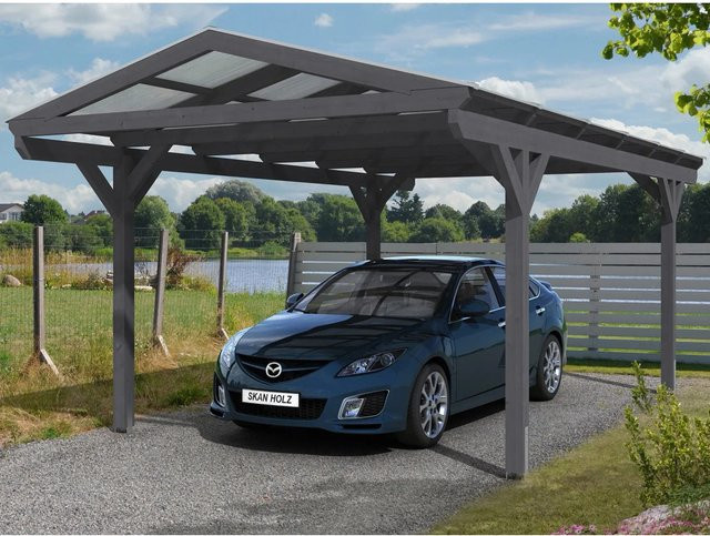 Skan Holz Carport Wendland Schiefergrau B/T: 362 x 648 cm - Bild 1