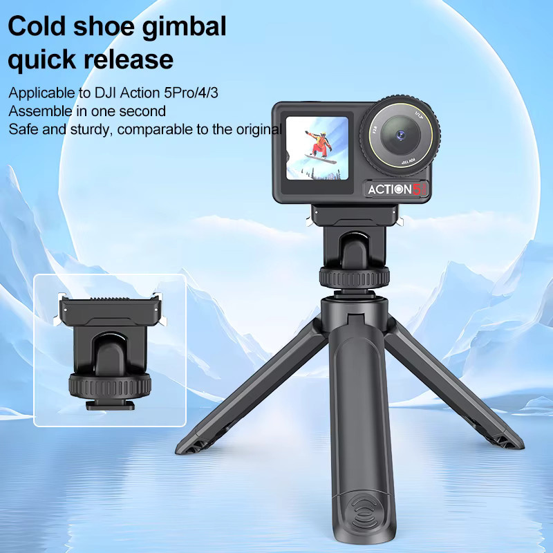 PULUZ Cold Shoe Gimbal Quick Release Basis Adapter für DJI Osmo Action 5 Pro, 4 und 3 in Schwarz - Bild 2