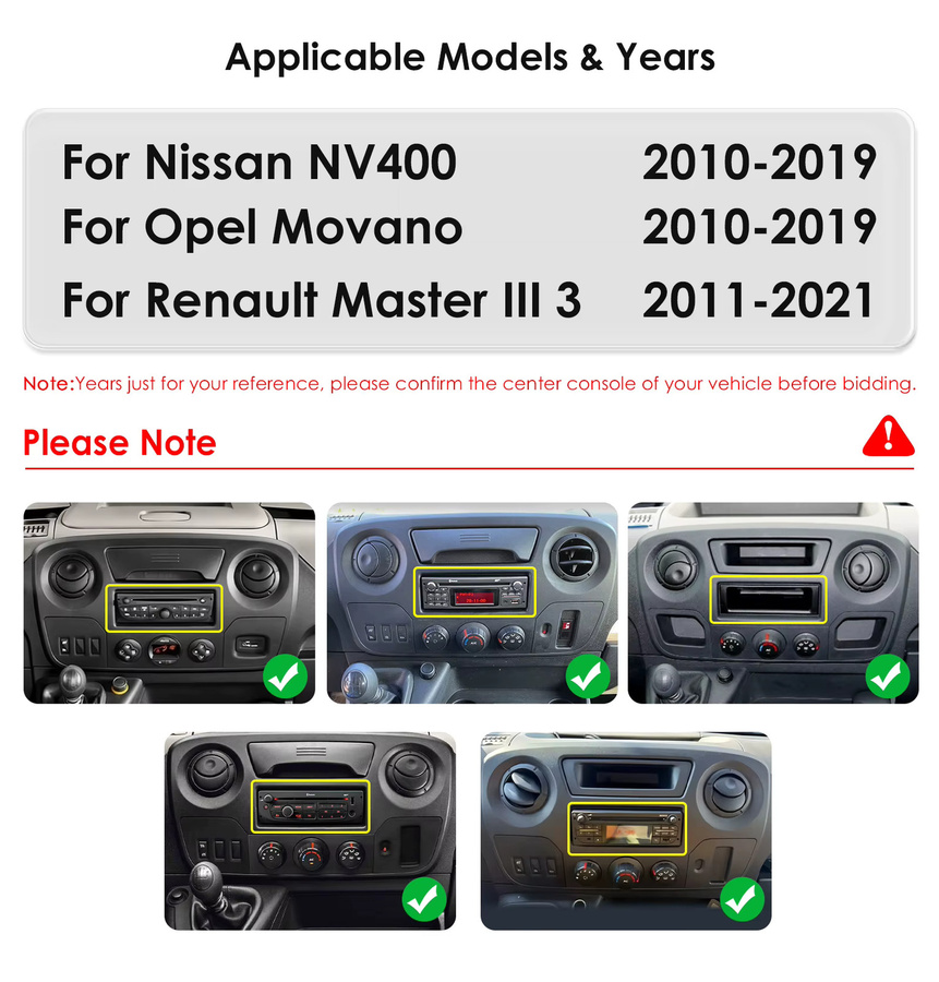 OSSURET Android Auto-Radio mit CarPlay für Opel Movano, Renault Master III und Nissan NV400 (2010-2019), Schwarz - Bild 3