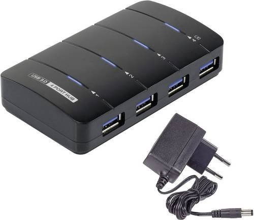 Renkforce RF-3016752 USB-Hub mit 4 USB-A 3.0 Ports und 5 GBit/s Übertragungsrate in Schwarz - Bild 1
