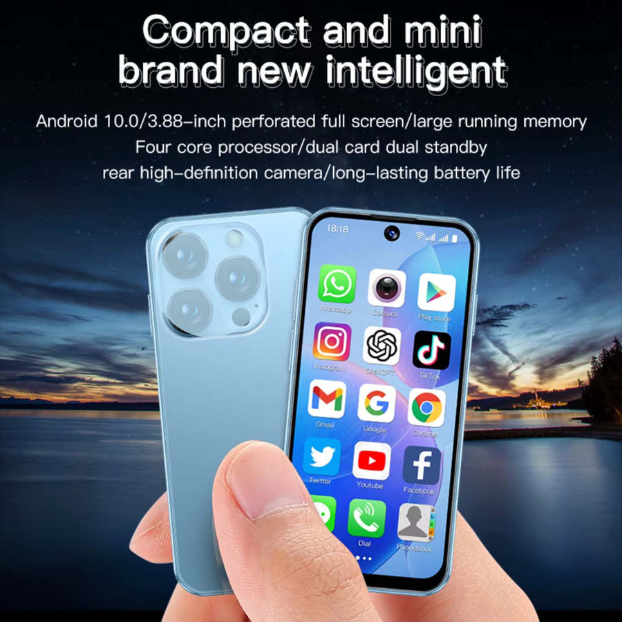 Soyes XS19 Mini-Smartphone Android 10.0 3G mit 3,88 Zoll HD Display, 2 GB RAM, 16 GB Speicher, 2000 mAh Akku und Face ID in Blau - Bild 3