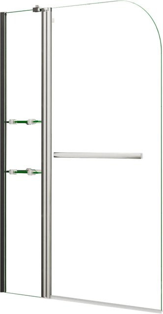 AICA Duschabtrennung Badewanneaufsatz aus Rundglas in Transparent mit silberner Wandhalterung, B: 120 cm, H: 140 cm - Bild 1