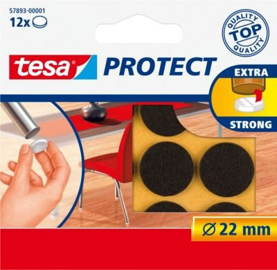 tesa Filzgleiter Protect rund selbstklebend braun Durchmesser: 22 mm 12 Stück - Bild 1