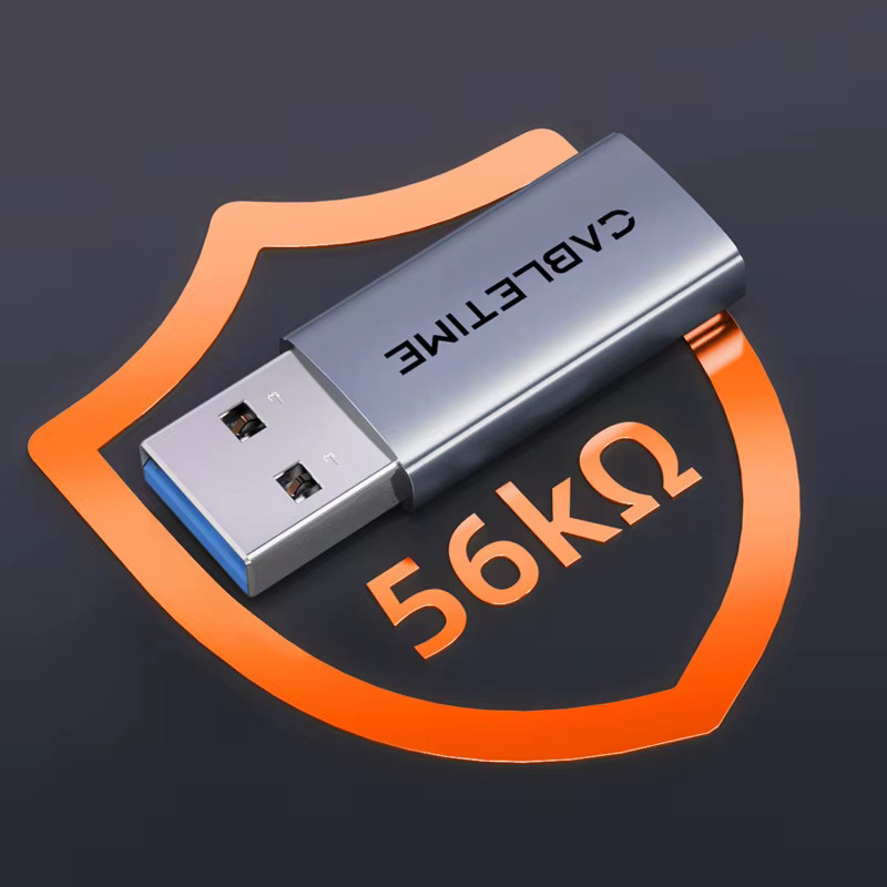 CABLETIME USB A 3.2 Gen 2 auf USB C Adapter Doppel 10 Gbit/s 3A Schnellladung in Silber - Bild 4