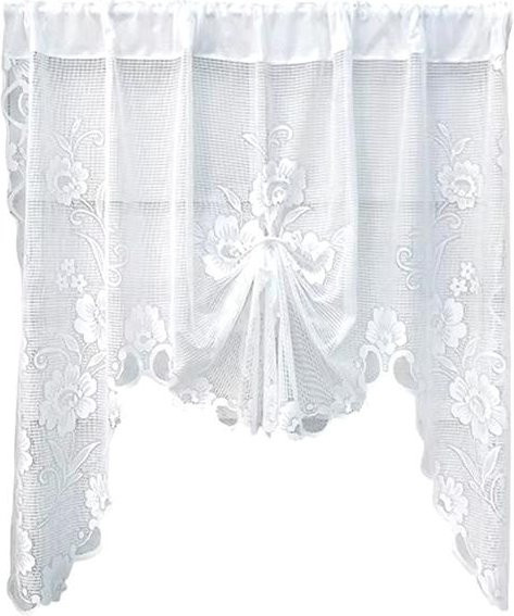 Sasky Halbverdunkelnder Türvorhang im Schmetterlingsstil mit floralem Muster, Farbe Weiß, Material Polyester, B/H: 100 x 150 cm - Bild 1