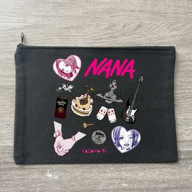 Saitama Canvas-Kosmetiktasche mit Grafikdruck in Schwarz mit Reißverschluss - Bild 1