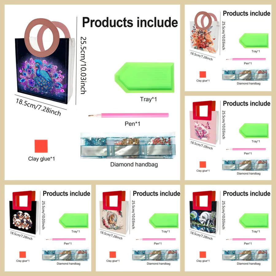 DIY-Diamant-Malerei-Set mit transparenter PVC-Aufbewahrungstasche und Cartoon-Tiermuster in Multicolour - Bild 2