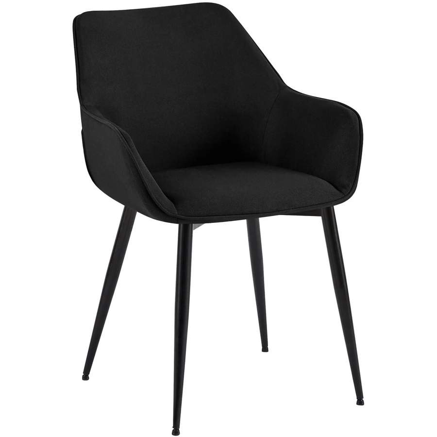 DELUKE Esszimmerstuhl NIVER in Schwarz aus Stoff und Metall, modern mit Armlehnen, B/T/H: 52 x 63 x 82 cm - Bild 2