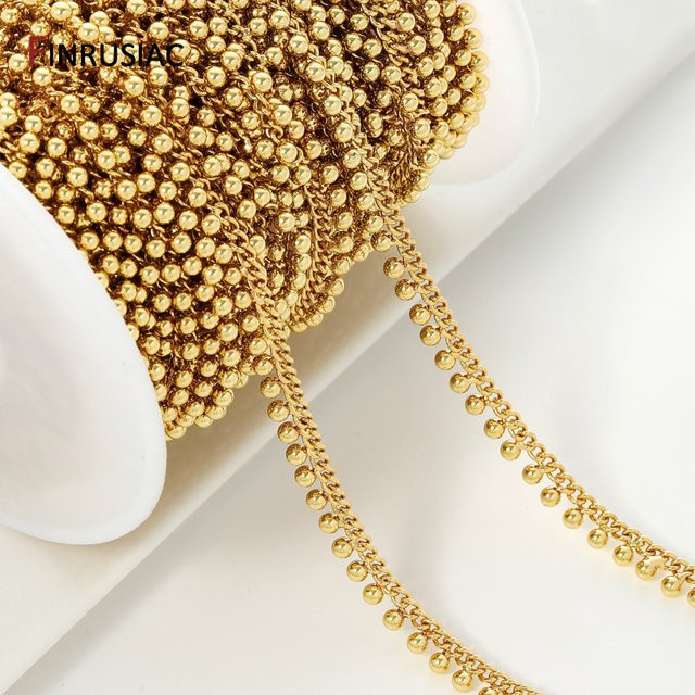 FINRUSIAC Perlen-Gliederkette, 18 Karat vergoldetes Messing, Gold, Unisex - Bild 1