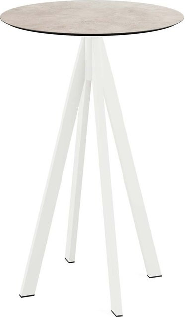 Feros Stehtisch Infinity rund mit HPL Platte in Weiß und Sand, Höhe: 109,2 cm, Durchmesser: 70 cm - Bild 1
