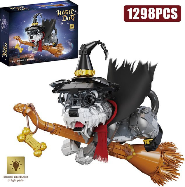 FINGERROCK Magischer Schnauzer-Hund mit Zauberbesen, Bausteine, 1298 Teile, ab 8 Jahren - Bild 1