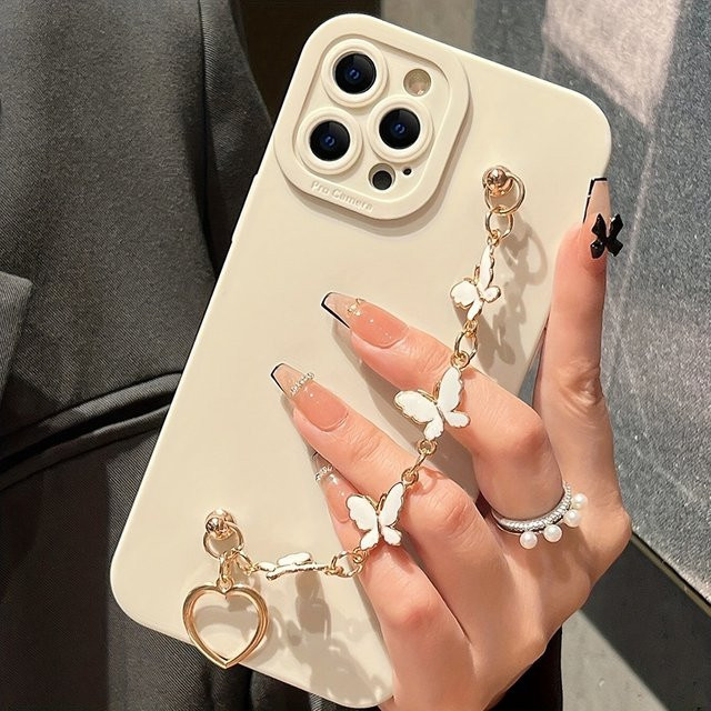 Stoßfeste Silikon-Handyhülle mit Schwarz-weißem Schmetterlingsmuster für iPhone 11 bis iPhone 17 Pro Max, XR, XS, SE - Bild 1