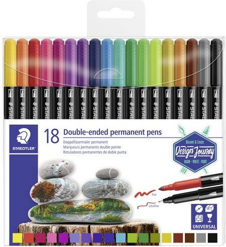 Staedtler Doppelfasermaler permanent in Multicolor, 18 Stück - Bild 1