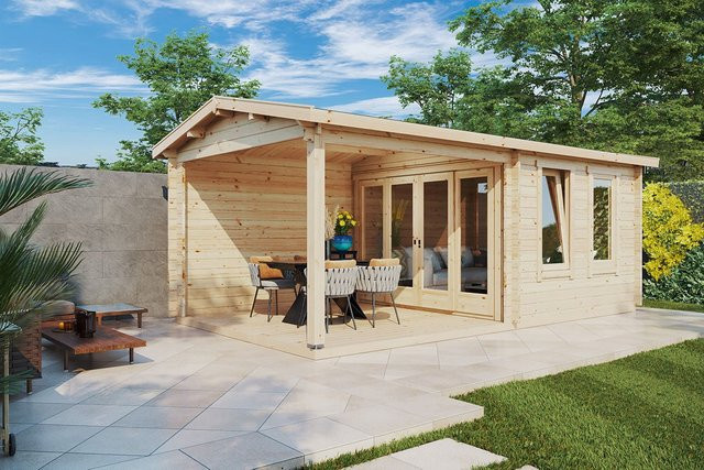 Gartenhaus Nora E mit Terrasse, B/T: 6 x 3 m, 21 m² Fläche, ideal als Gartenschuppen oder Hobbyraum - Bild 1