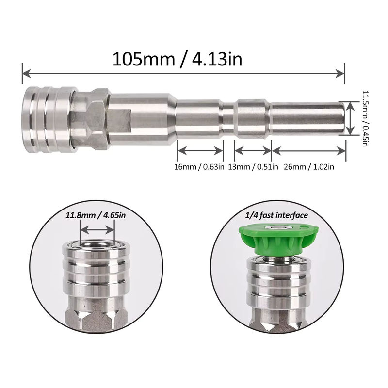 BEAR FORCE 1/4-Zoll Edelstahl Adapter für Hochdruckreiniger als Anschlussset und Reinigungswerkzeug - Bild 2