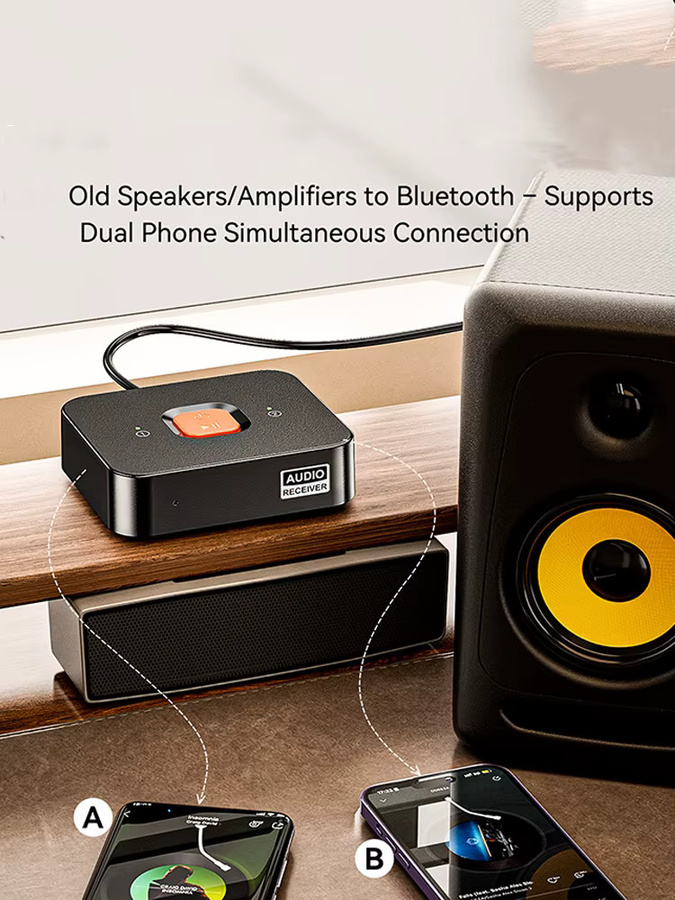 Kebidu Bluetooth 6.0 Empfänger mit 3,5-mm-AUX und RCA Anschlüssen, Wireless Stereo Musik-Adapter mit Mikrofon, Schwarz - Bild 7