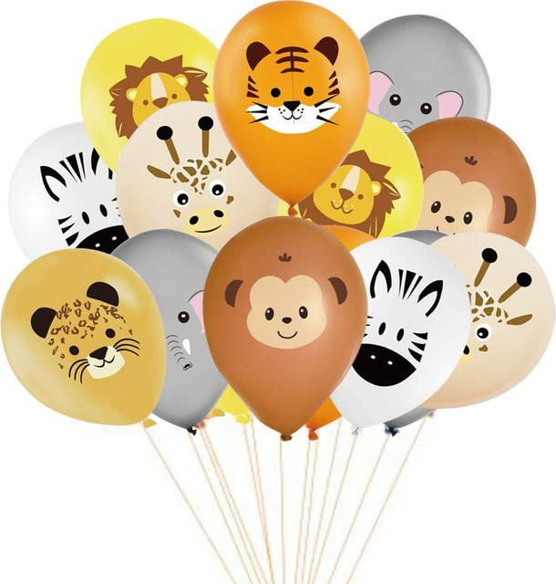 10 Stück Tiermuster Luftballons in Multicolour für Dschungel und Safari Geburtstagsparty Dekoration - Bild 1