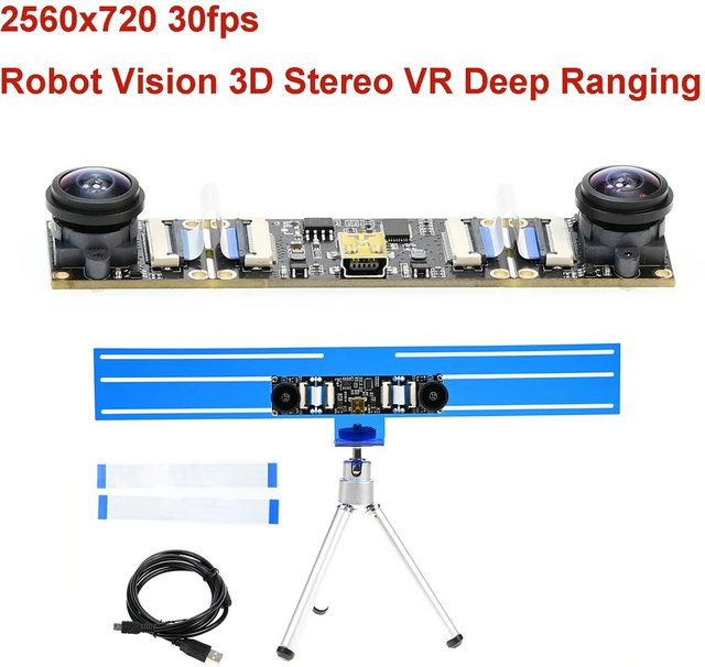 GXIVISION 720P USB-Kameramodul mit Dual-Objektiv für 3D Stereo VR Deep Ranging, HD, Schwarz - Bild 1