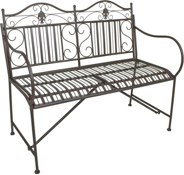 DELUKE Gartenbank SIGNE aus Stahl in Braun, wetterfeste Sitzbank mit Armlehnen für Garten und Terrasse, Breite: 106 cm - Bild 1